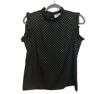Shannon Ford New York Gold Polka Dot Ruffle Sleeve Top